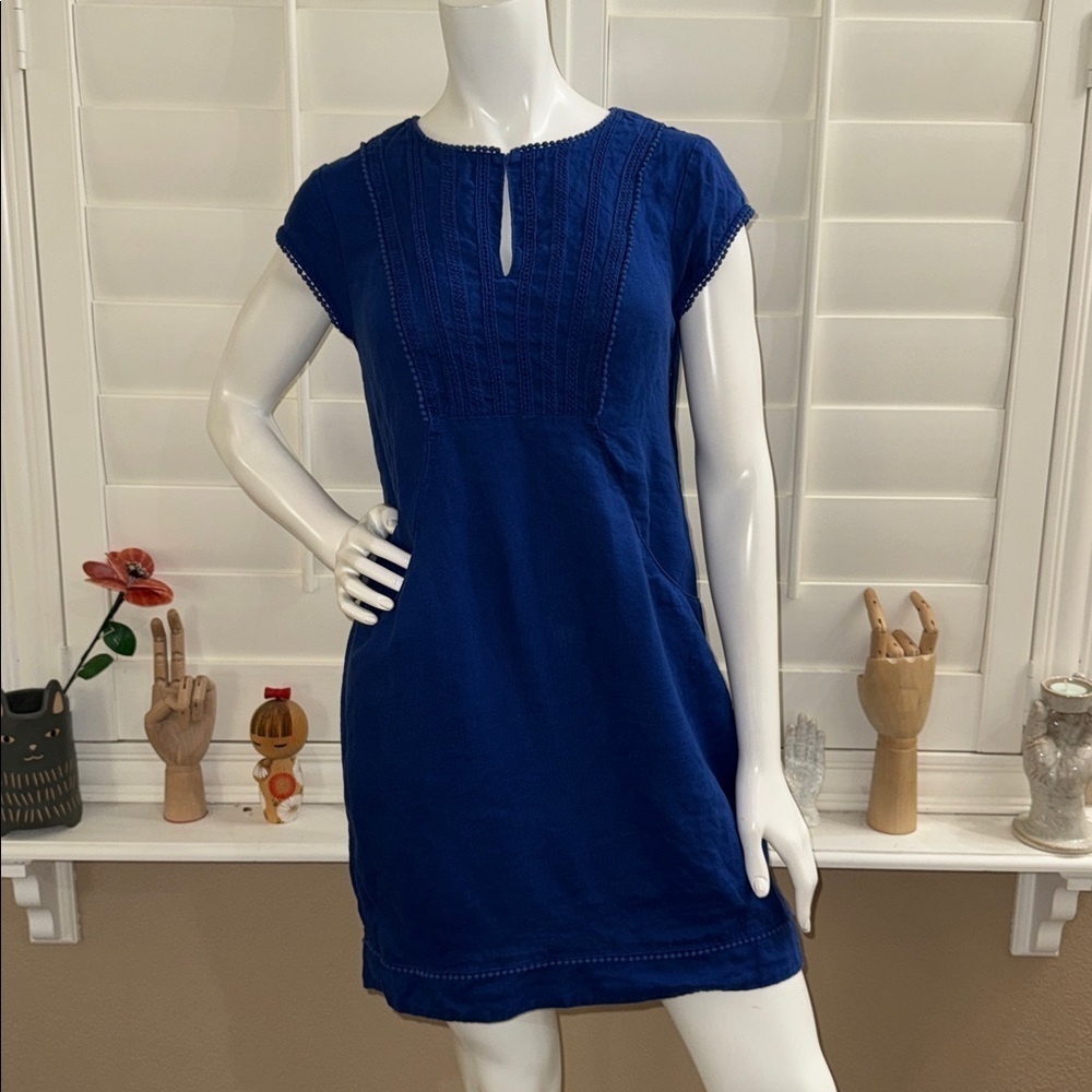 Boden Jessica Linen Shift Mini Dress Blue